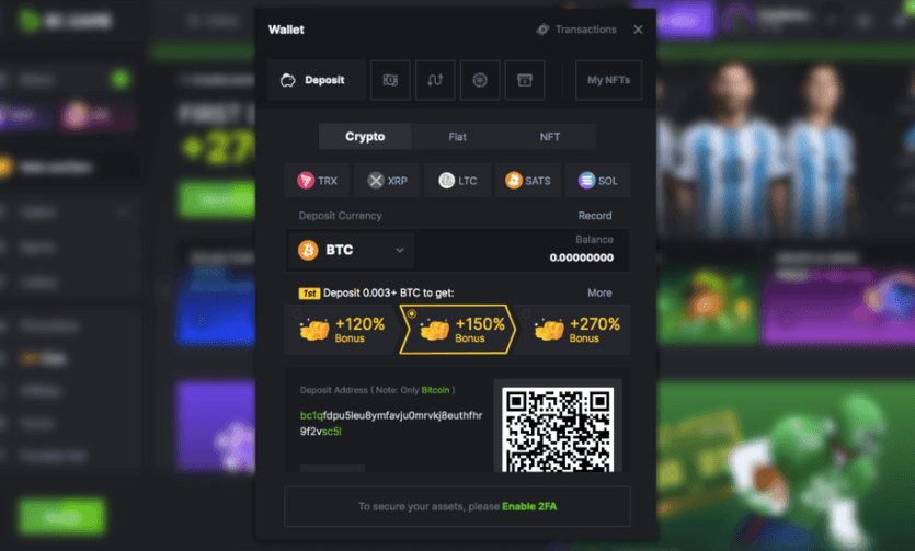 Crypto Deposit Interface